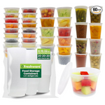 Freshware Food Storage Containers With Lids [60 Pack] 8, 16, 32 Oz, 20 Sets Each