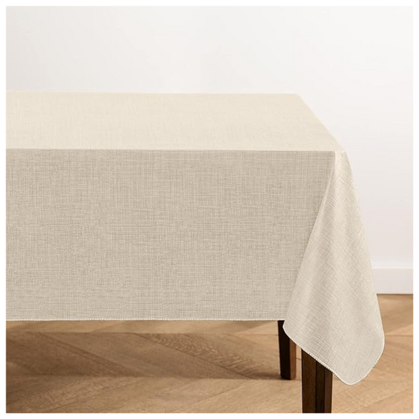 Elrene Home Fashions Monterey Linen Inspired Water And Stain-Resistant Vinyl Tablecloth With Flannel Backing (60″ X 84″)
