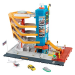 Matchbox Toy Vehicles & Playset, Transportation Center With 5 Levels, 1:64 Scale Taxi, Boat & Helicopter & Food Vendor