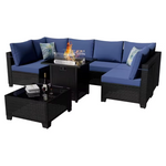 8-Piece Outdoor Sectional Furniture Set W/ Gas Fire Pit & Table