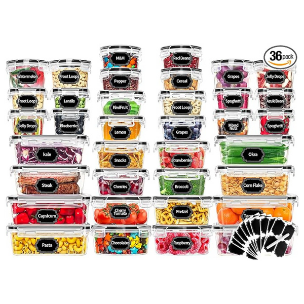 72-Piece Skroam Food Storage Containers Set With Airtight Lids