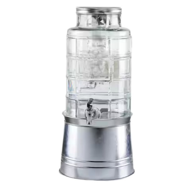 2.4 Gal Glass Beverage Dispenser With Infuser And Ice Insert
