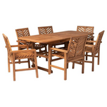 7 Piece Walker Edison Outdoor Wood Chevron Dining Set For 6