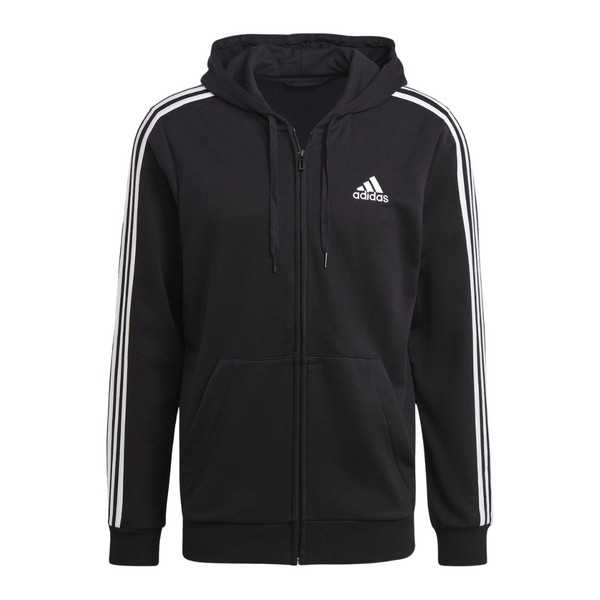 Adidas Men's Essentials French Terry 3-Stripes Full-Zip Hoodie
