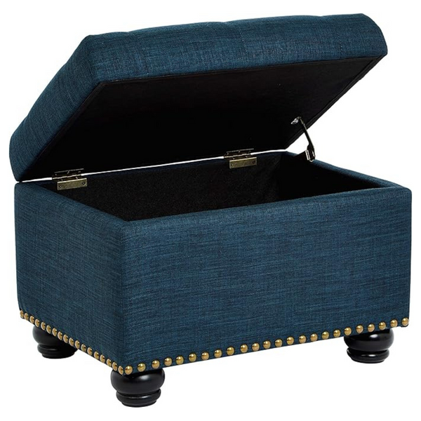 First Hill Modern FHW Storage Ottoman (Blue Linen)