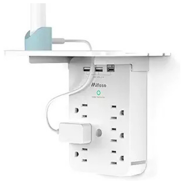 Mifaso 6 AC Outlets Multi Plug Outlet Surge Protector With Shelf
