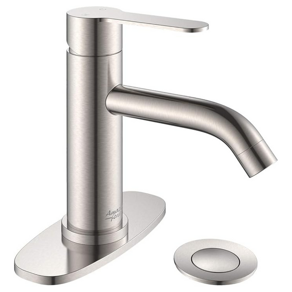 Single Handle Bathroom Faucet With Pop Up Drain And Deck Plate