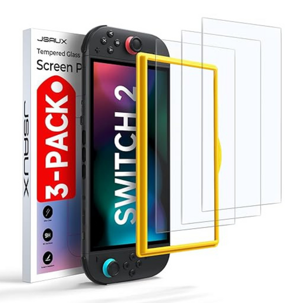 3-Pack Tempered Glass Screen Protector For Nintendo Switch 2 (2025)