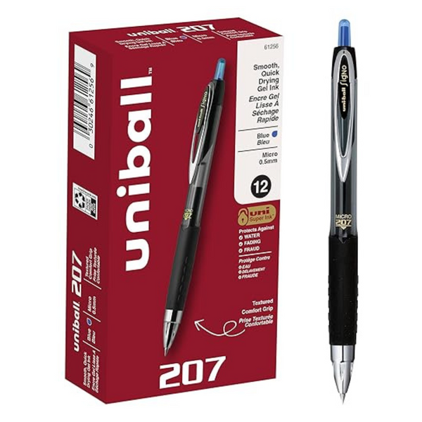 Uni-Ball Retractable Gel Pens, Micro Point (0.5mm), Blue (12 Count)