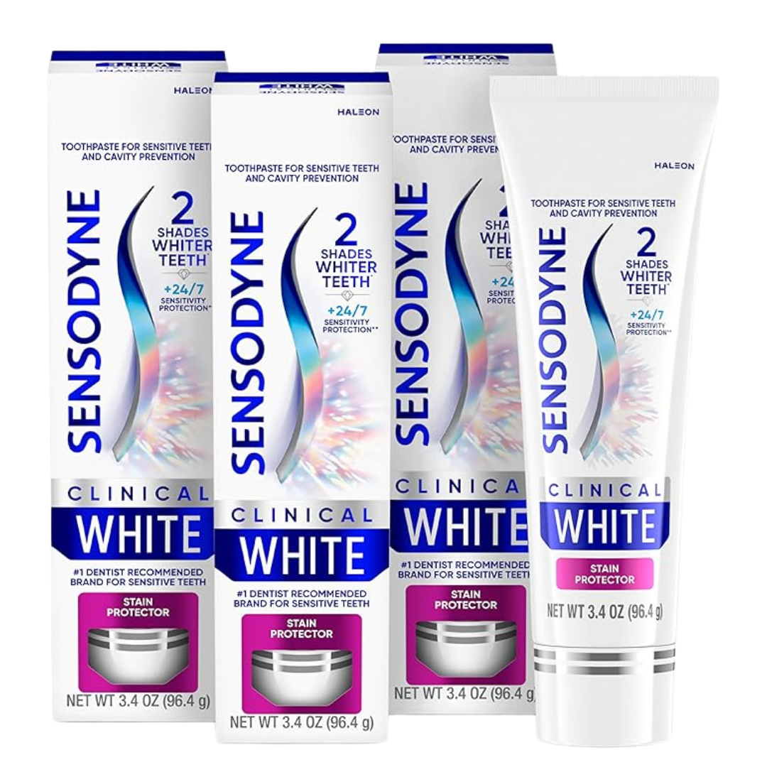 Sensodyne Clinical White Toothpaste Clinically Proven Whitening For Sensitive Teeth (3.4 Oz x 3)