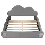 Polibi Gray Wood Frame Queen Size Platform Beds