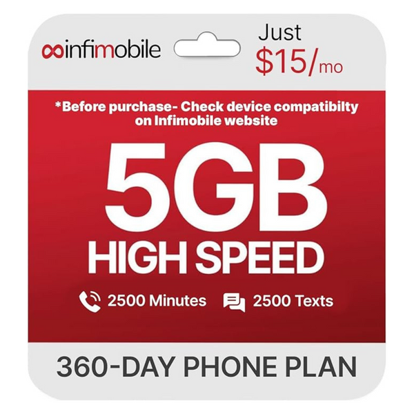 Infimobile 12-Month Verizon Prepaid Plan W/5GB Monthly Data