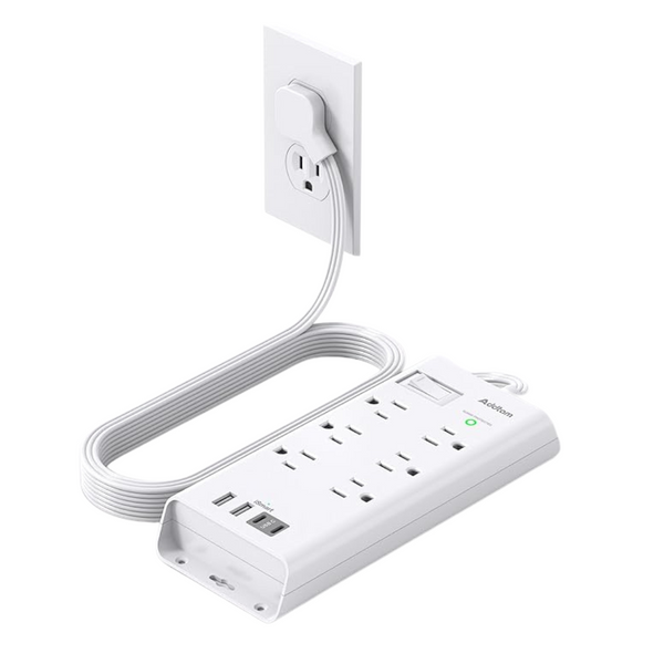 6 Outlet 4 USB Ports Surge Protector Power Strip W/ 5ft Extender Strip