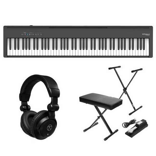 Roland FP-30X 88-Key Digital Piano + TAPH100 Headphones, Keyboard Stand, Bench, Sustain Pedal