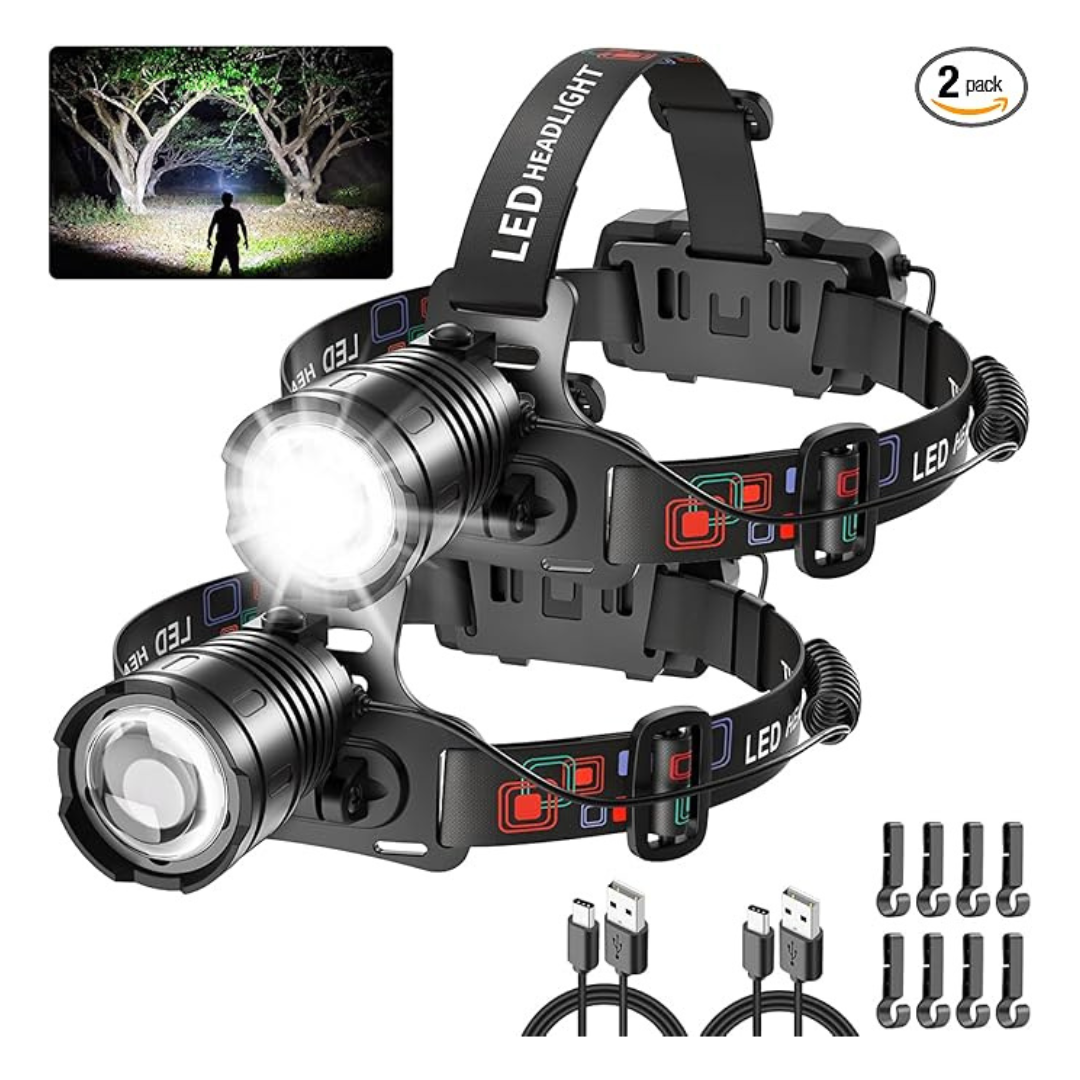 2-Pack Rechargeable LED Headlamps