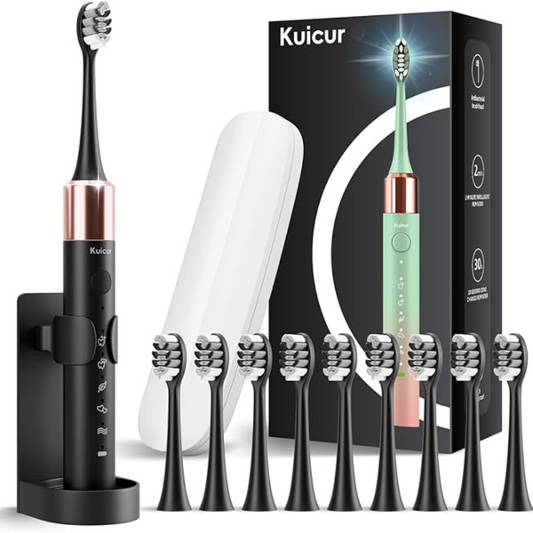 Sonic 42,000VPM Electric 15 Modes Toothbrush With 10 Brush Heads