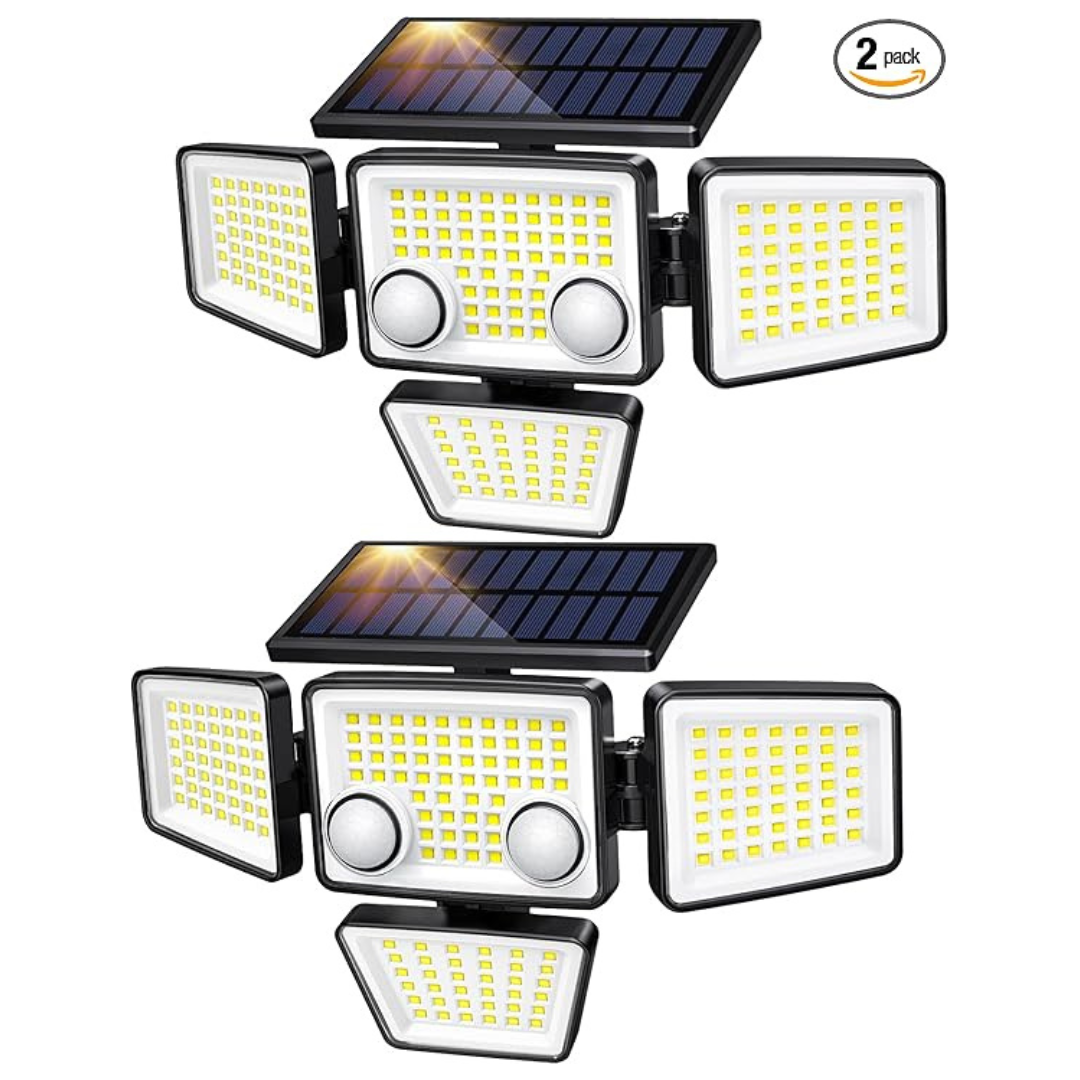 2-Pack 3000LM 188 LED Motion Sensor Outdoor Lights