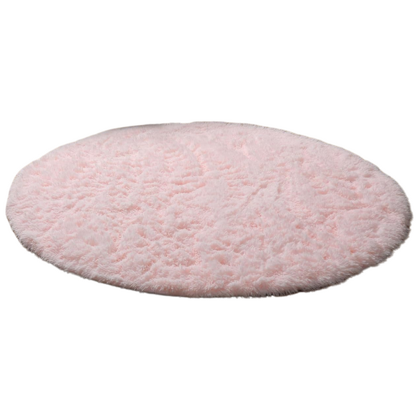 Amdrebio 4ft Light Pink Shag Round Area Rug