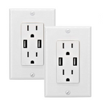 2-Pack 2.4 AMP Dual High Speed Wall Mount Charger USB Outlet