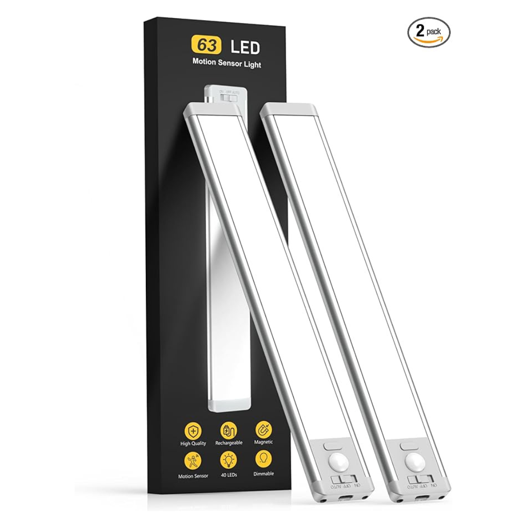 2-Pack 14.7" Rechargeable Motion Sensor Under Cabinet Lights