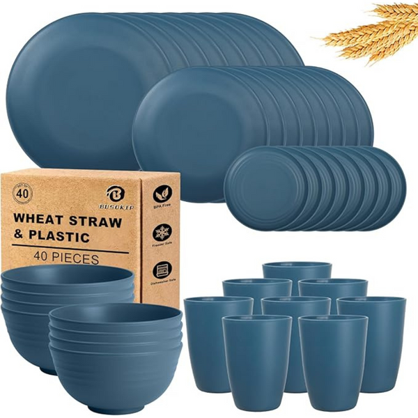 40-Piece Busokip Wheat Straw Dinnerware Set (Various)