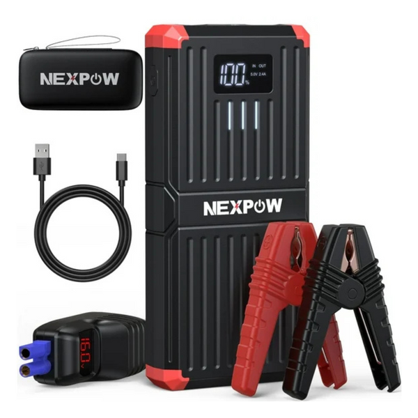 NEXPOW 12V 6000A Car Jump Starter w/ LED Light & Clamps