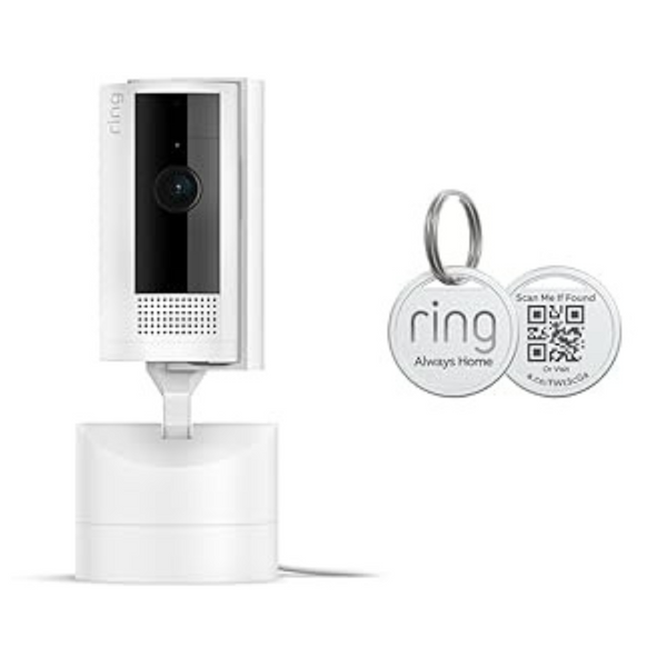 Ring Pan-Tilt Indoor Cam with 360-Degree Pan Coverage + Ring Pet Tag