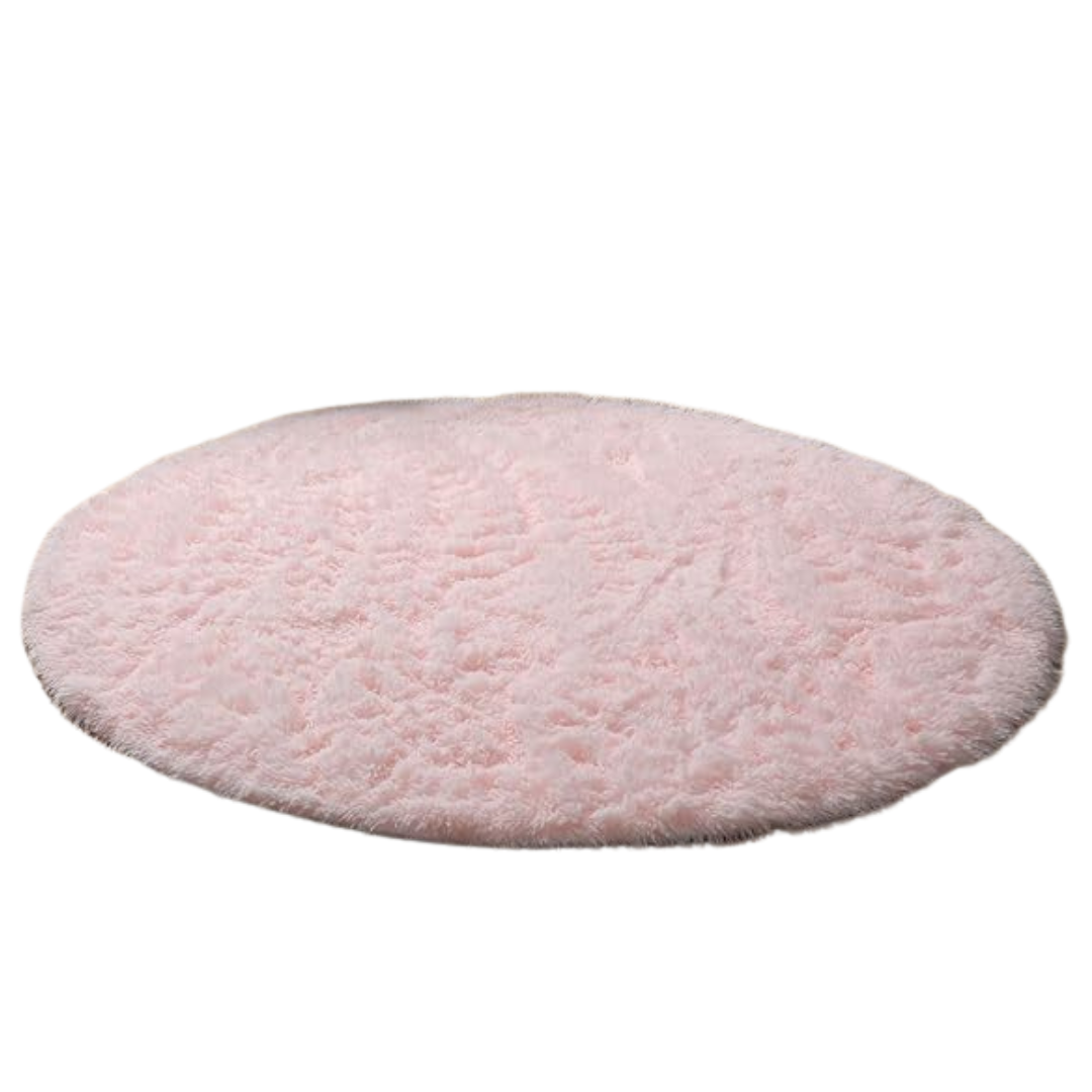 Amdrebio 4 Ft Light Pink Round Shag Rug