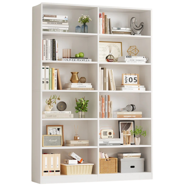 Geng 74.3"H x 47.2"W Wood Double 6-Tier Standard Bookcase
