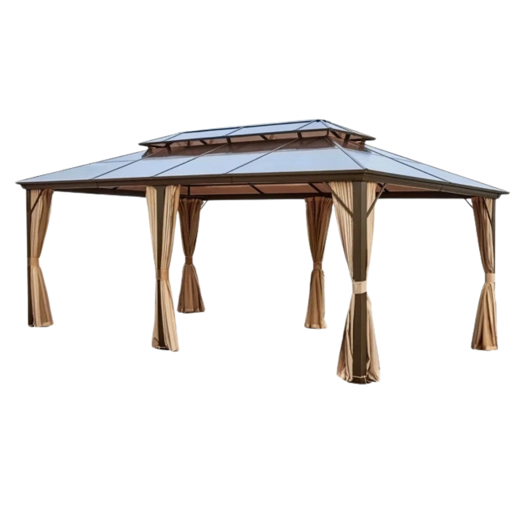 Hommow 12' D x 20' W Outdoor Patio Hardtop Gazebo