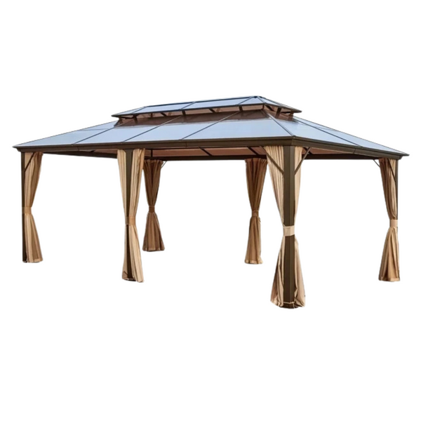 Hommow 12' D x 20' W Outdoor Patio Hardtop Gazebo