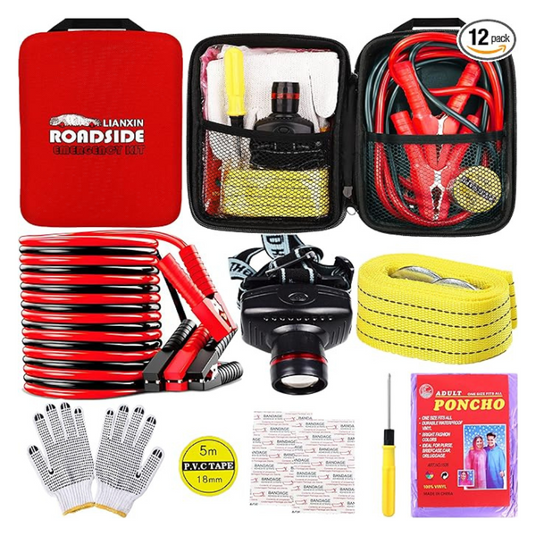 12-Piece Car Roadside Emergency Kit
