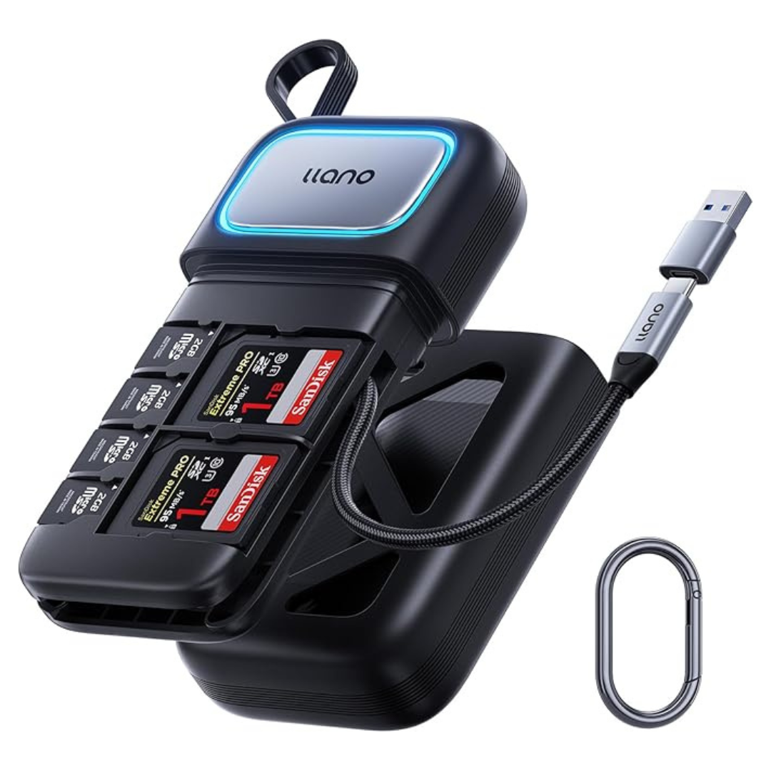 llano 2-In-1 High-Speed SD/Micro SD USB-C Card Reader + Storage Case