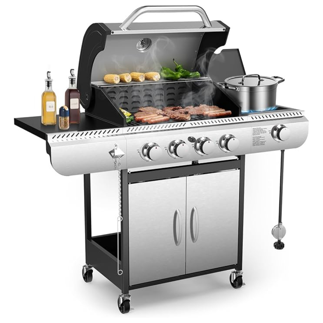 Electactic 4-Burner 42000 BTU Propane Grill With Side Burner (Stainless Steel)