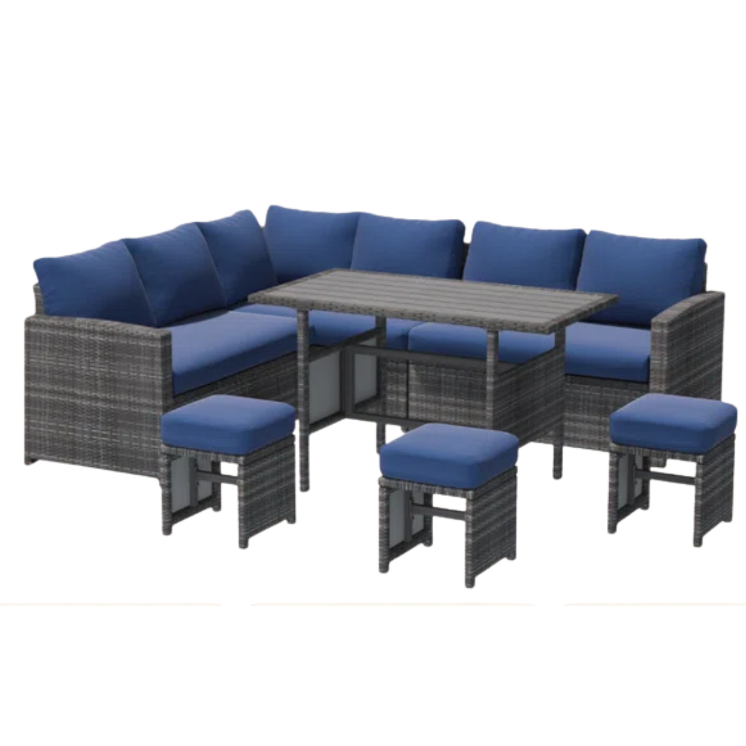 6-Person Modular Patio Conversation Sets With Cushions