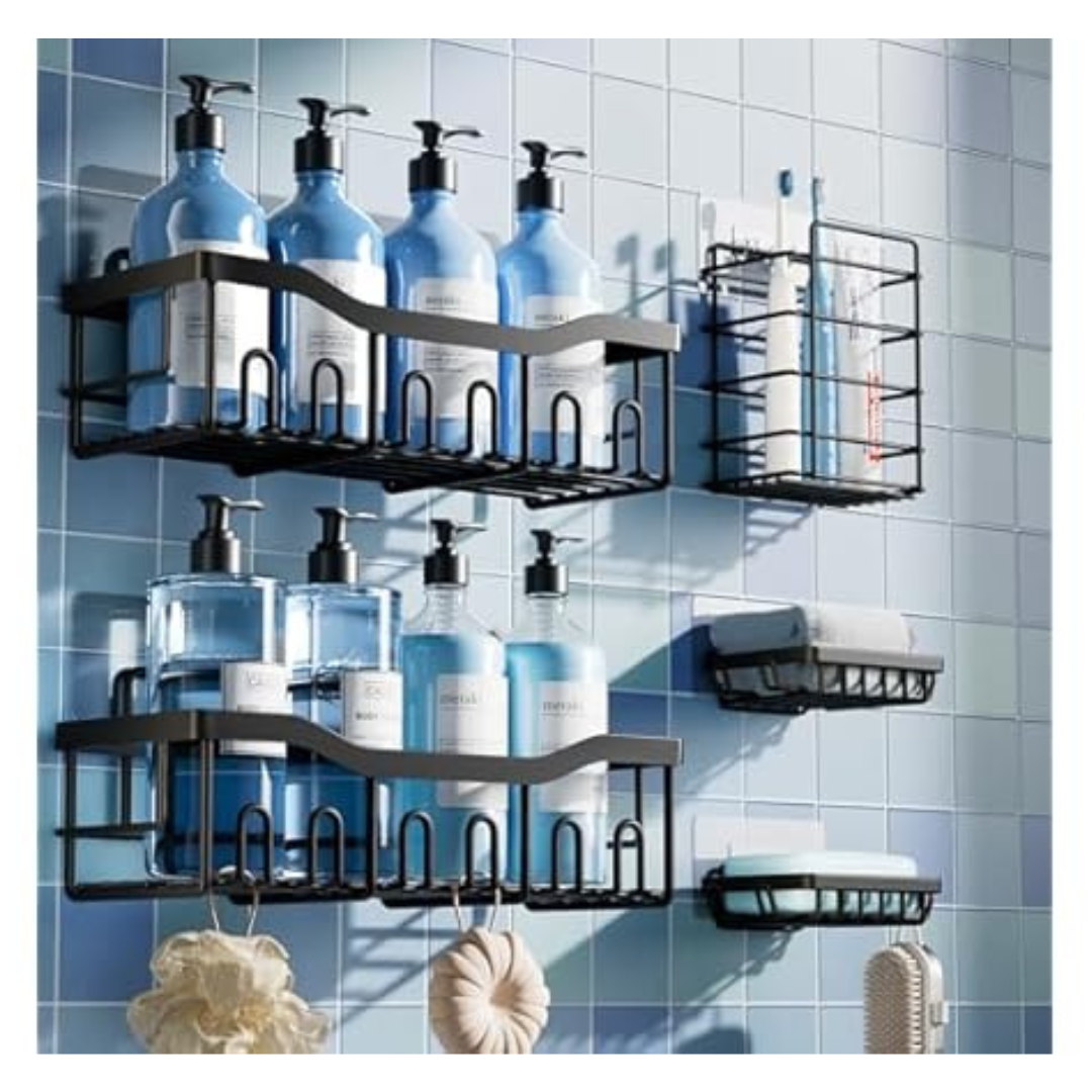 5-Pack Large Capacity Shower Caddy Adhesive Shower Organizer