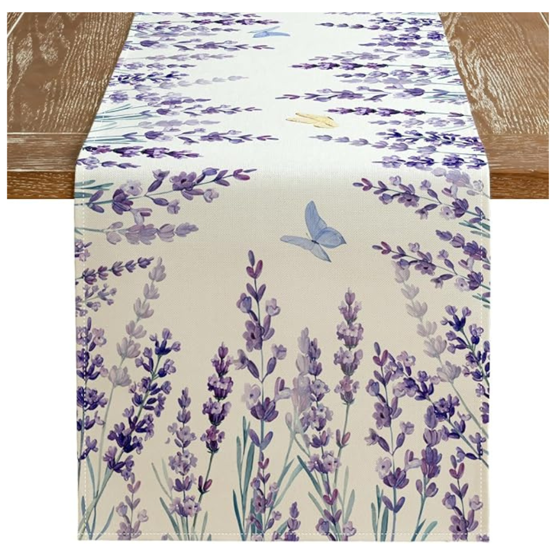 Spring Lavender Floral Table Runner