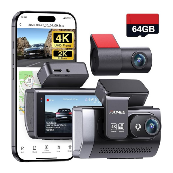 4K 5.8G WiFi Front And Rear Dash Camera