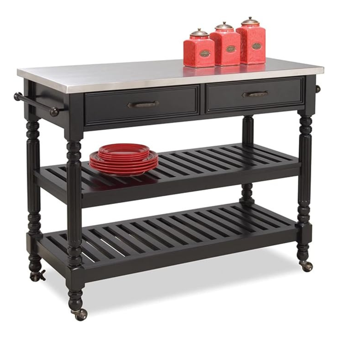 Homestyles Savanna Kitchen Cart With Stainless Top