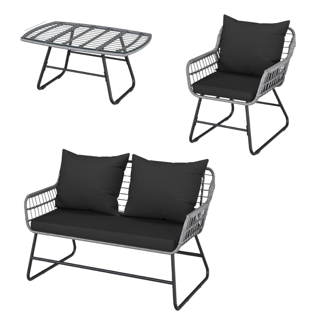 4-Piece Yitahome Outdoor All-Weather Wicker Rattan Bistro Furniture Set