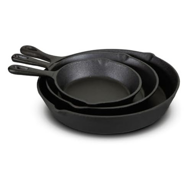 Set of 3 Jim Beam HEA Pre Seasoned Cast Iron Skillets (6", 8" & 10")