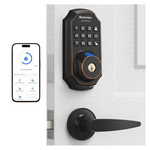 Smart Bluetooth Keyless Fingerprint Keypad Door Lock W/ Lever Handle Set