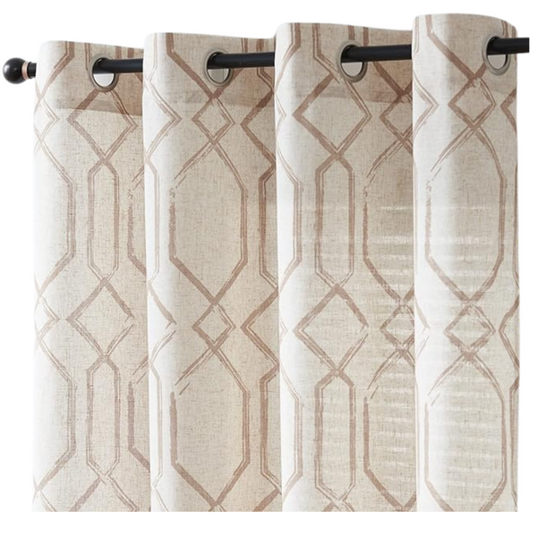 2 Panels ( 96"L x 50"W) Taupe Modern Linen Curtains