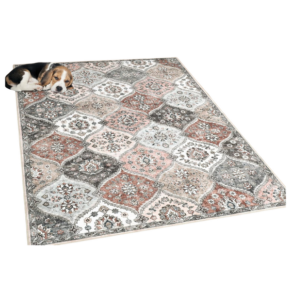 3' x 5' Moroccan Trellis Entryway Stain Resistant Washable Rug