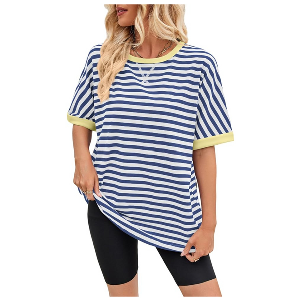 Women's Oversized Striped Short Sleeve T Shirts