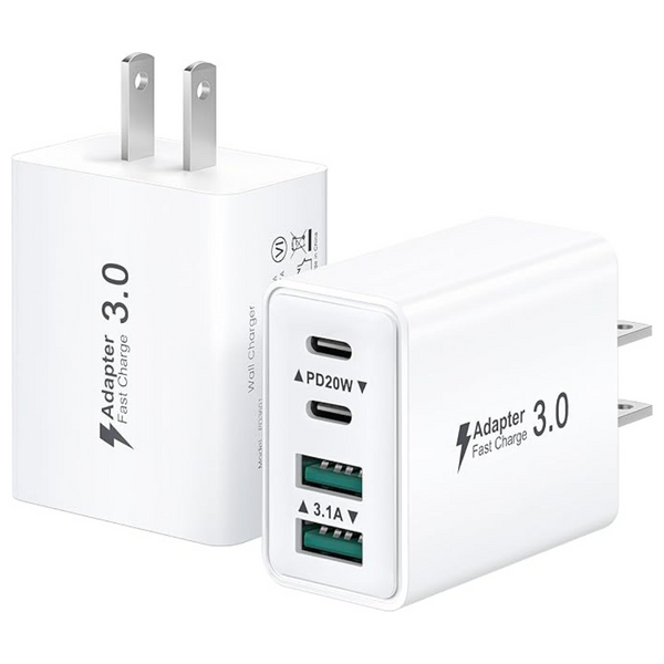2-Pack 40W USBC 4 Ports Wall Charger Plug Power Adapter