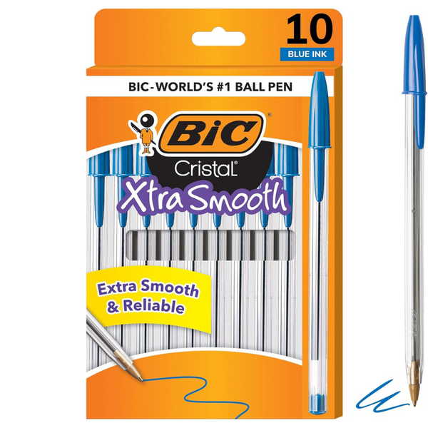 10-Count BIC Cristal Xtra Smooth Medium Point Ballpoint Pens (1.0mm)
