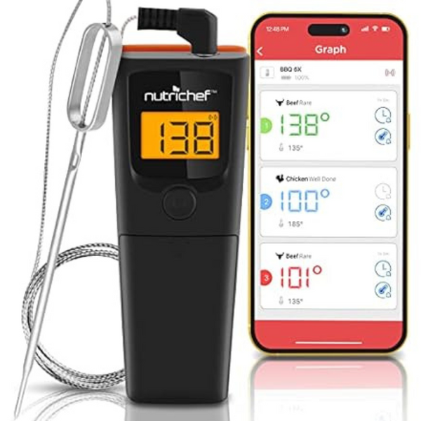 NutriChef Bluetooth Grill BBQ Food Thermometer