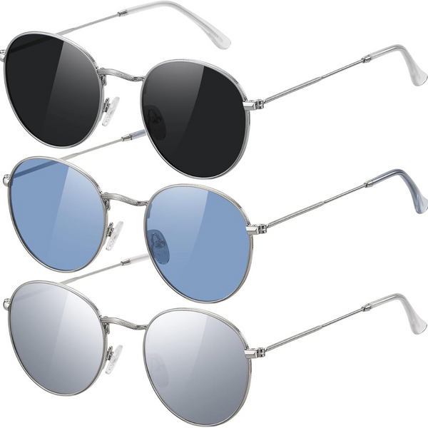 3-Pack Trendy Polarized Round Sunglasses