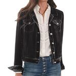 Women's Solid Long Sleeve Velvet Jacket